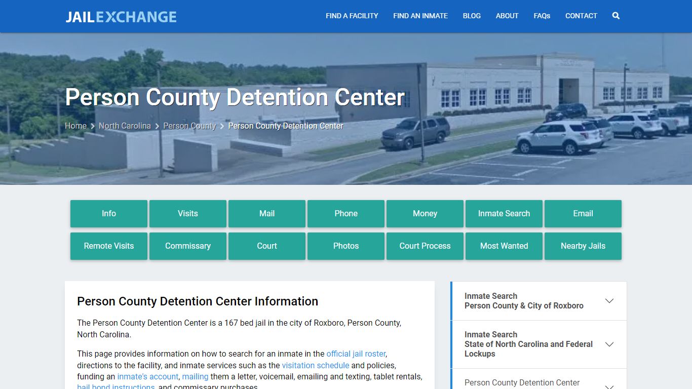 Person County Detention Center, NC Inmate Search, Information